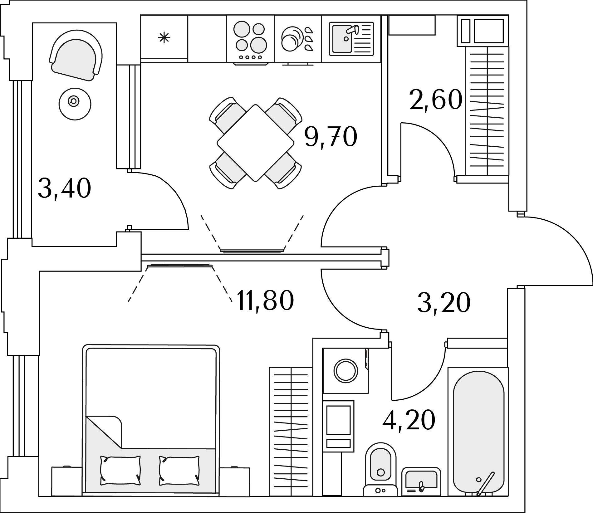 1-комнатная, 33.2 м², 13 этаж из 13, ЖК «Тайм Сквер» 1-комнатная, 33.2 м², 13 этаж из 13, ЖК «Тайм Сквер»